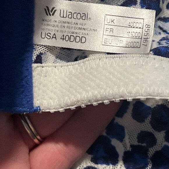 Wacoal Bra Awareness 40DDD Blue & White Full Coverage Underwire Style - Picture 3 of 5